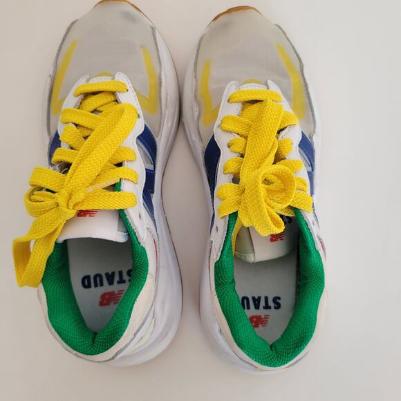 New Balance x Staud 51/40 Sneakers White Leather Colorblock Throwback Men 5.5 - Picture 2 of 11